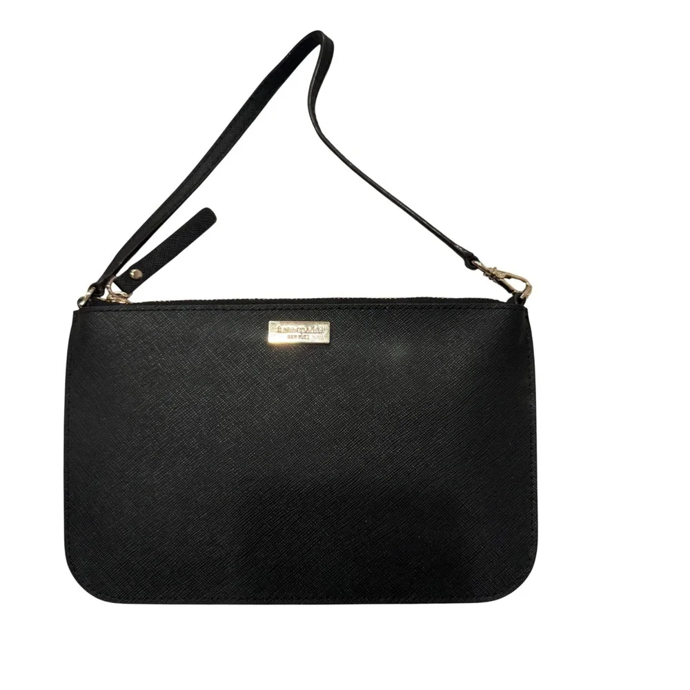 Kate Spade New York Black‎ Saffiano Leather Wristlet Pouch Clutch 8x5
